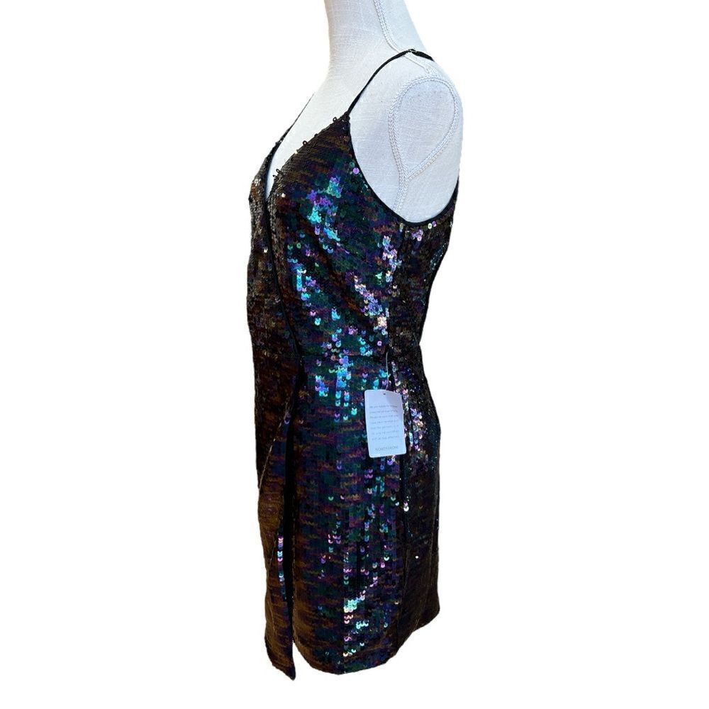 Adelyn Rae Multicolor Sequins Wrap Mini Dress Size S - Picture 3 of 7
